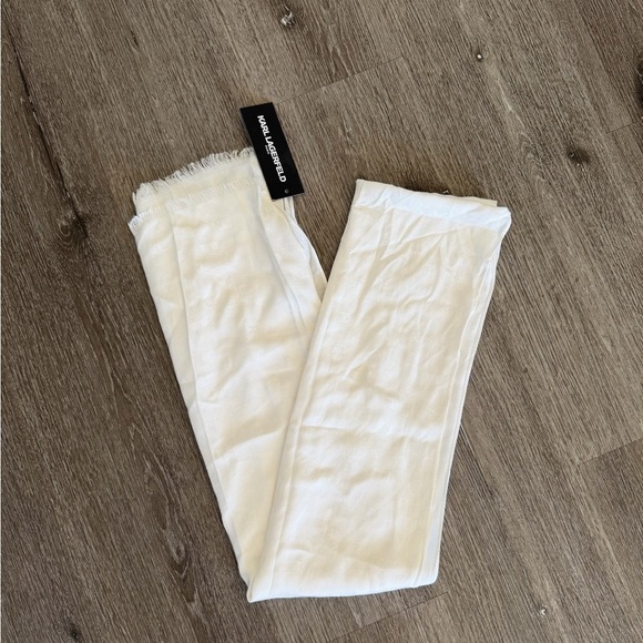Karl Lagerfeld Accessories - Karl Lagerfeld Cream Fringe Scarf